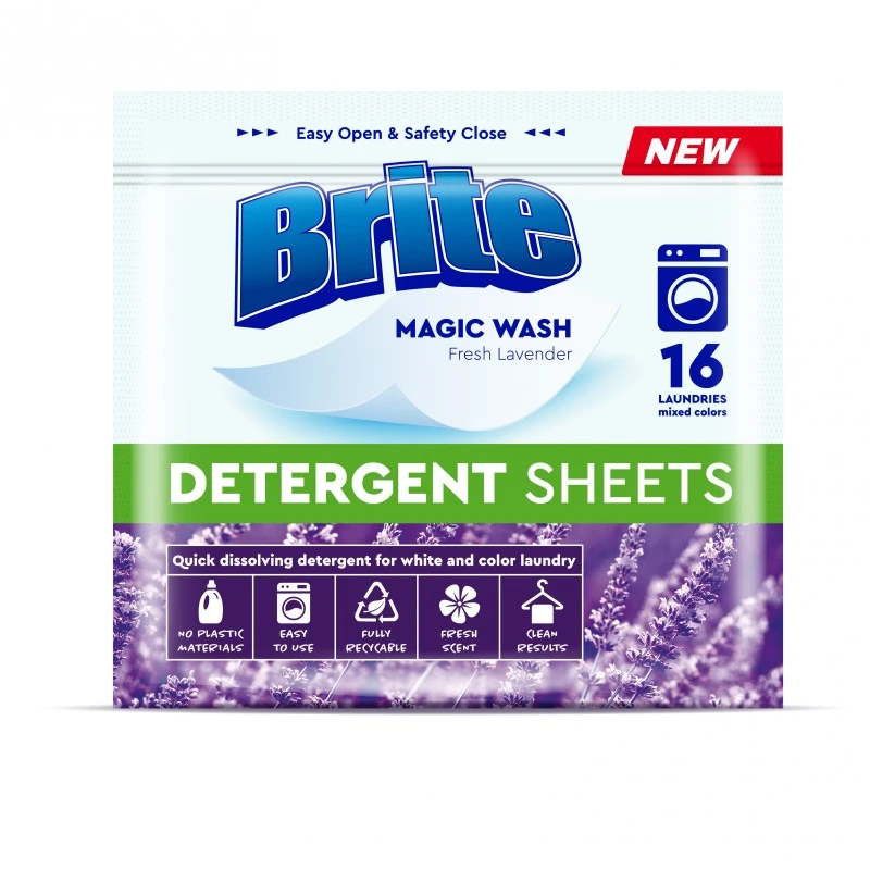 Препарат за пране Brite Laundry sheets Fresh Lavеnder, 16 бр